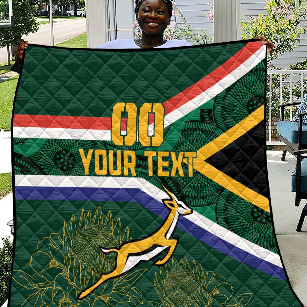 Custom South Africa Rugby Quilt Springboks Mascot African Pattern LT18