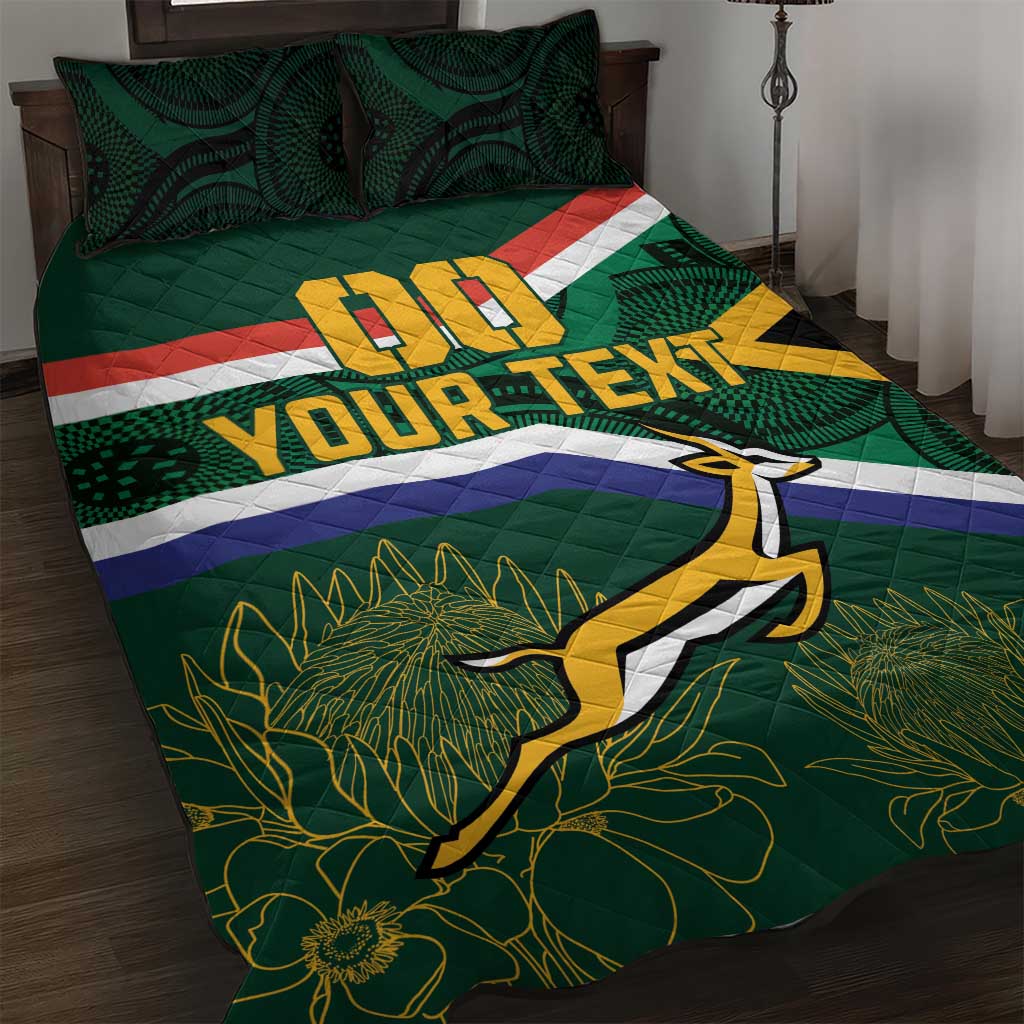 Custom South Africa Rugby Quilt Bed Set Springboks Mascot African Pattern LT18