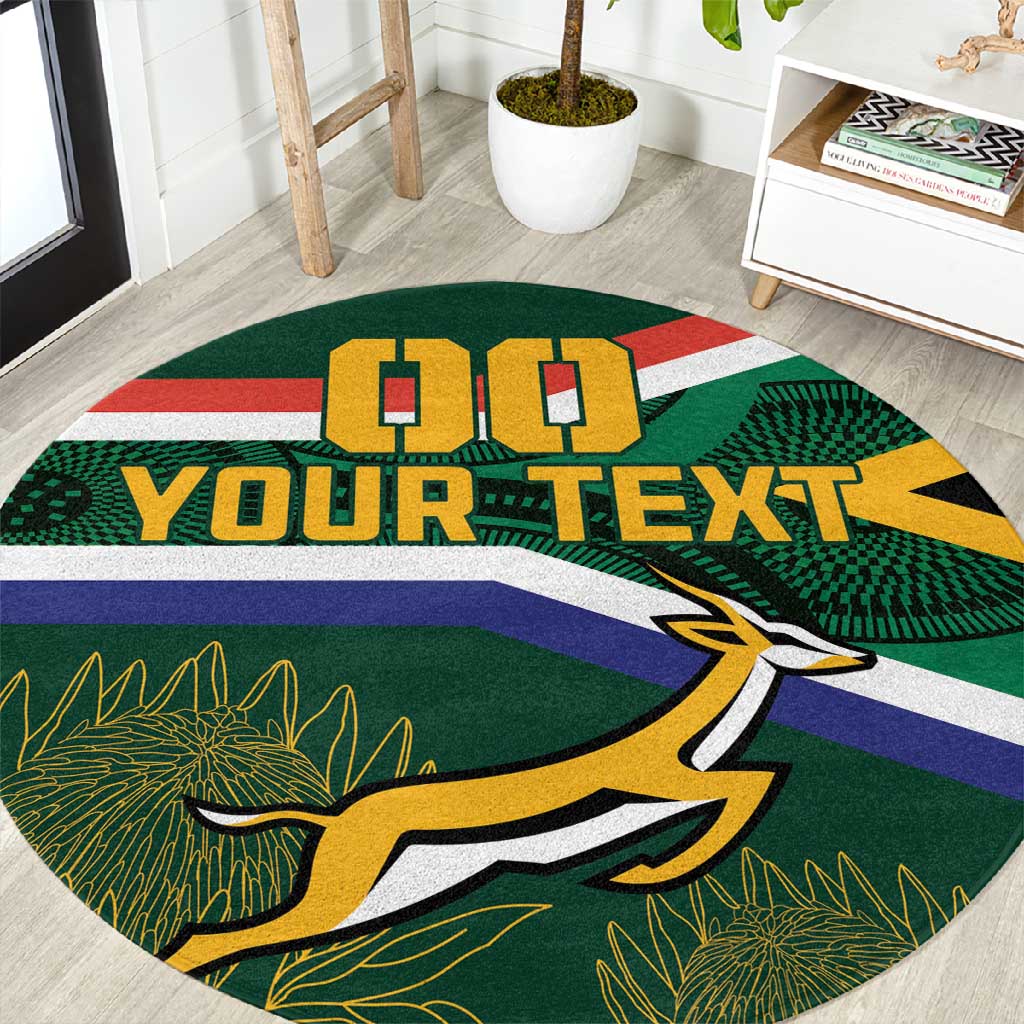 Custom South Africa Rugby Round Carpet Springboks Mascot African Pattern LT18