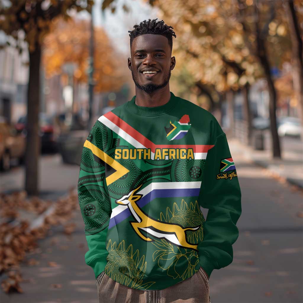 Custom South Africa Rugby Sweatshirt Springboks Mascot African Pattern LT18