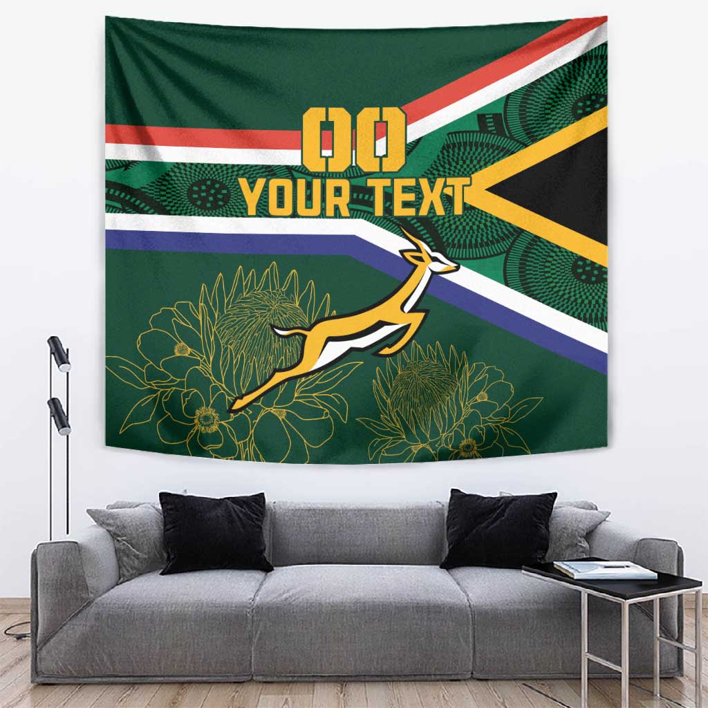 Custom South Africa Rugby Tapestry Springboks Mascot African Pattern LT18