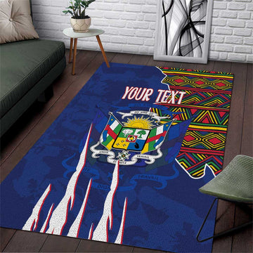 Personalized Central African Republic Coat Of Arms Area Rug Kente Pattern LT18