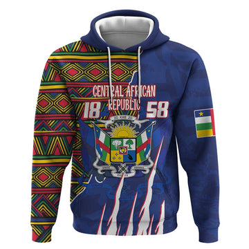 Personalized Central African Republic Since 1958 Hoodie Coat Of Arms With Kente Pattern LT18