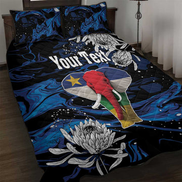 Personalized Central African Republic Quilt Bed Set Elephant With King Protea LT18