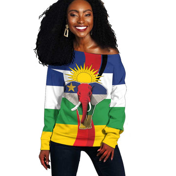 Central African Republic Republic Day 1958 Off Shoulder Sweater Zo Kwe Zo - Flag Style LT18