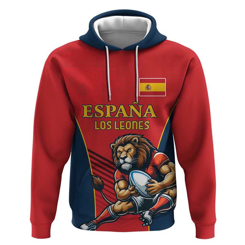 Custom Spain Rugby Hoodie Los Leones Lion Mascot LT18