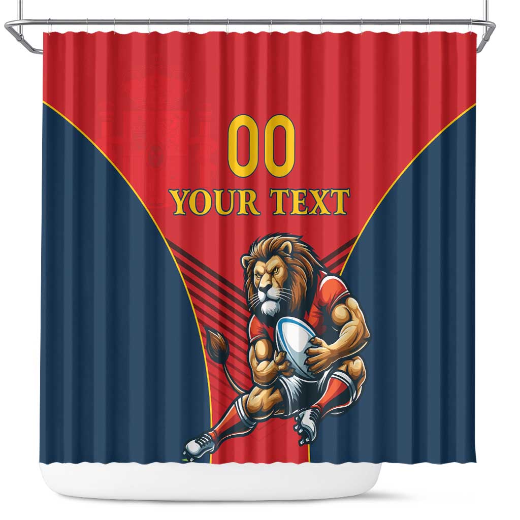 Custom Spain Rugby Shower Curtain Los Leones Lion Mascot LT18