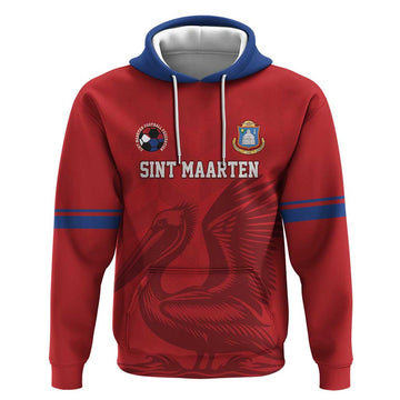 Custom Sint Maarten Football Red Version Hoodie Go Champion LT18