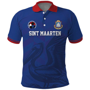 Custom Sint Maarten Football Blue Version Polo Shirt Go Champion LT18