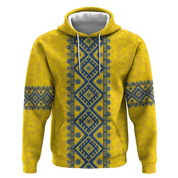 Blue Ukraine Folk Patterns Hoodie Simple Style LT18