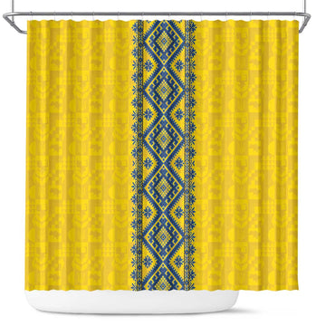 Blue Ukraine Folk Patterns Shower Curtain Simple Style LT18