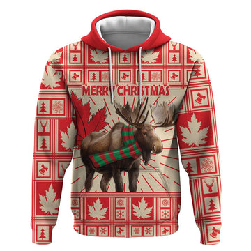 Personalized Canada Moose Hoodie Maple Leaf Christmas Lightning Art LT18