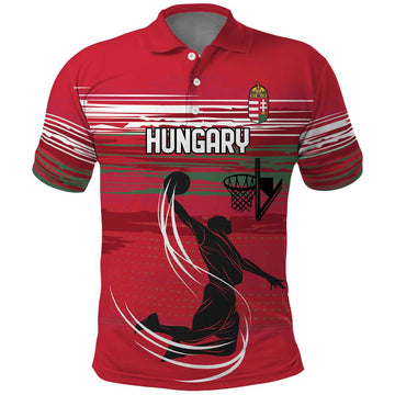 Hungary Basketball Custom Polo Shirt Come On Magyars Grunge Style LT18