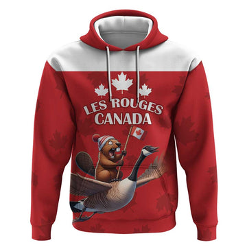Custom Canada Rugby Hoodie Beaver Riding A Goose LT18