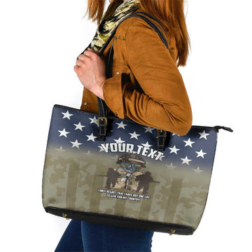 Personalized Veterans Day 2024 Leather Tote Bag U.S Veterans Proud Dad LT18