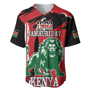 Personalized Jamhuri Day 1963 Baseball Jersey Angry Lion With African Shield LT18