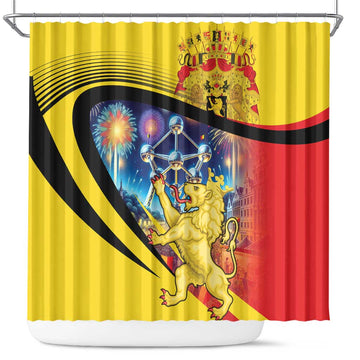 Belgium National Day Shower Curtain Atomium Leo Belgicus LT18