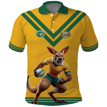 Custom Australia Rugby Polo Shirt Wallabies Mascot Sporty Style LT18
