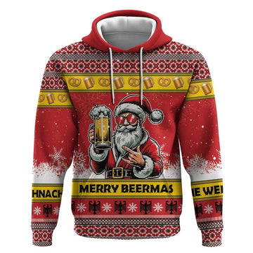 Personalized Germany Christmas Hoodie Santa Claus Merry Beermas LT18