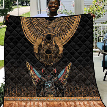 Ancient Egypt Scarab Beetle Quilt Hieroglyphs Alphabet Pattern LT18