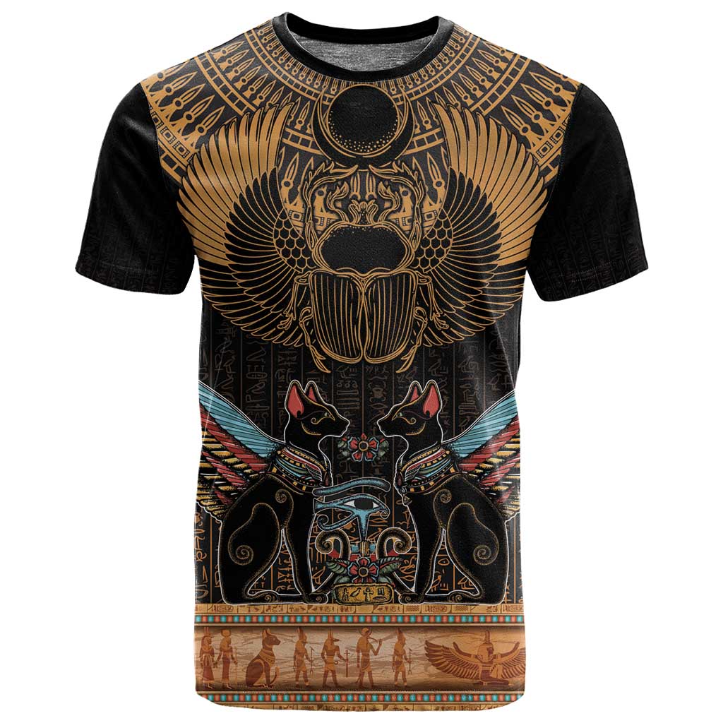 Ancient Egypt Scarab Beetle T shirt Hieroglyphs Alphabet Pattern LT18