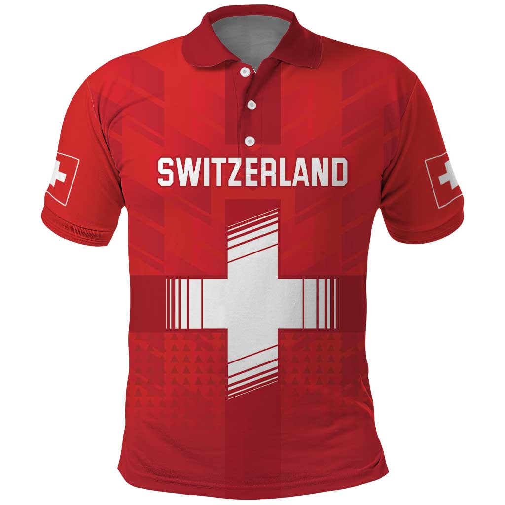 Custom Switzerland Football Polo Shirt Red Crosses Go Champions LT18