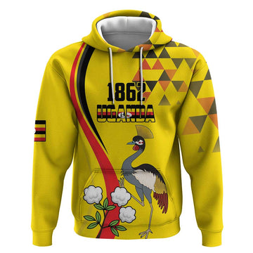 Personalized Uganda Independence Day Hoodie Grey Crowned Crane Bird LT18