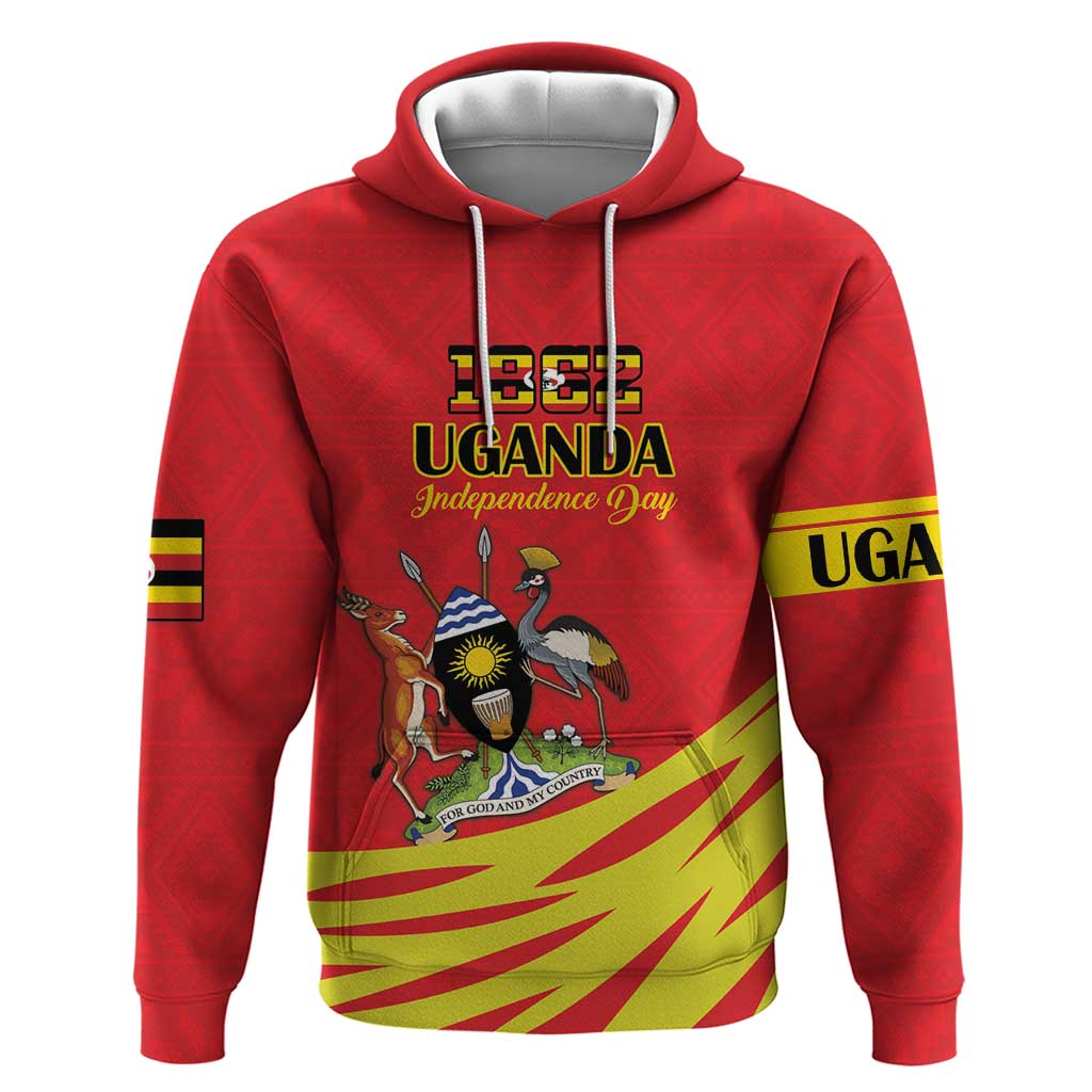 Custom Uganda Independence Day 1962 Hoodie Coat Of Arms With Kente Patterns LT18