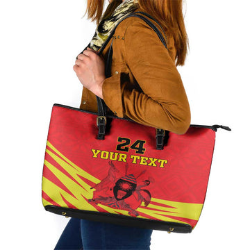 Custom Uganda Independence Day 1962 Leather Tote Bag Coat Of Arms With Kente Patterns LT18
