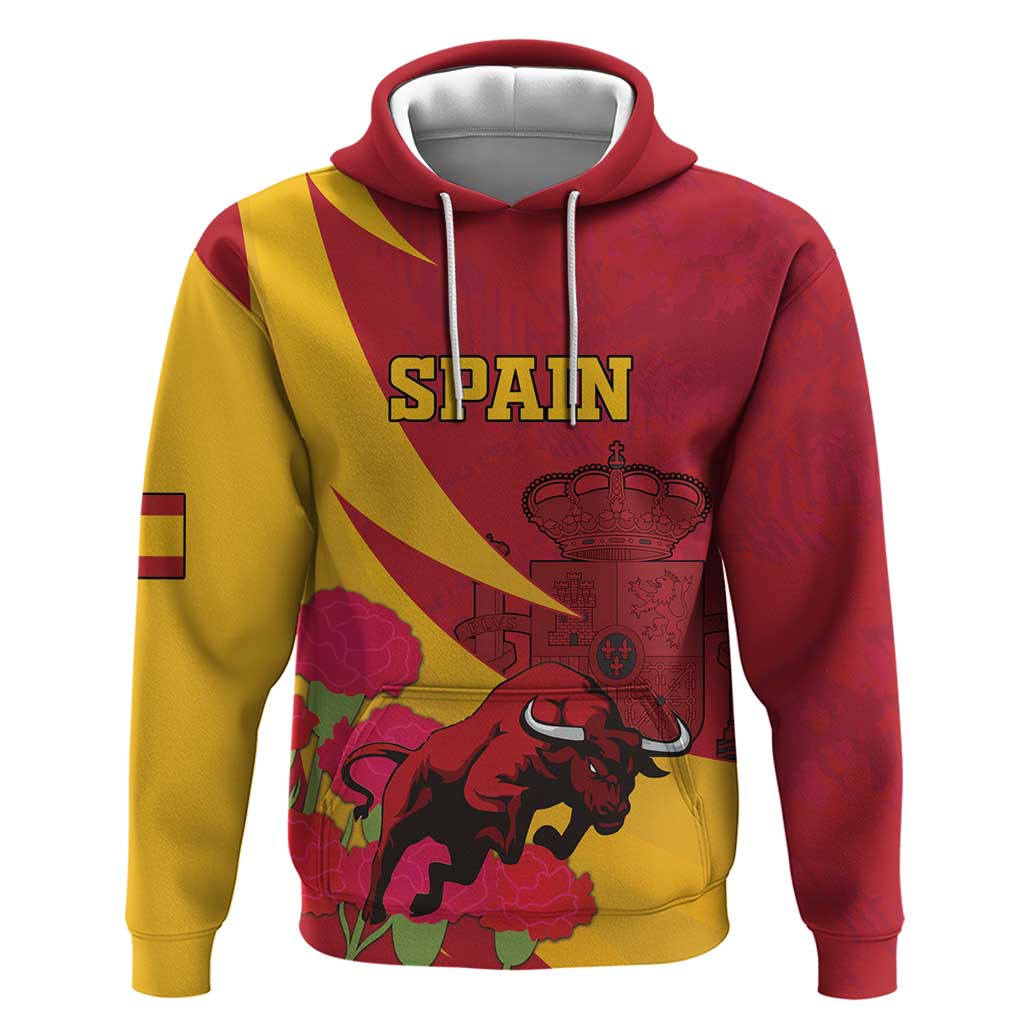 Custom Spain Aggressive Fighting Bull Hoodie With Carnation Flowers LT18