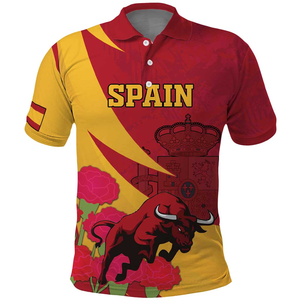 Custom Spain Aggressive Fighting Bull Polo Shirt With Carnation Flowers LT18