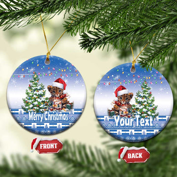 Personalized Nicaragua Christmas Ceramic Ornament Panthera Onca Cute With Christmas Tree LT18