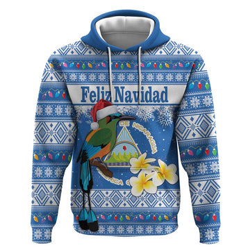 Personalized Nicaragua Christmas Hoodie Turquoise-Browed Motmot With Coat Of Arms LT18