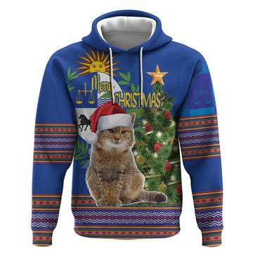 Uruguay Christmas Hoodie Pampas Cat With Folk Pattern LT18