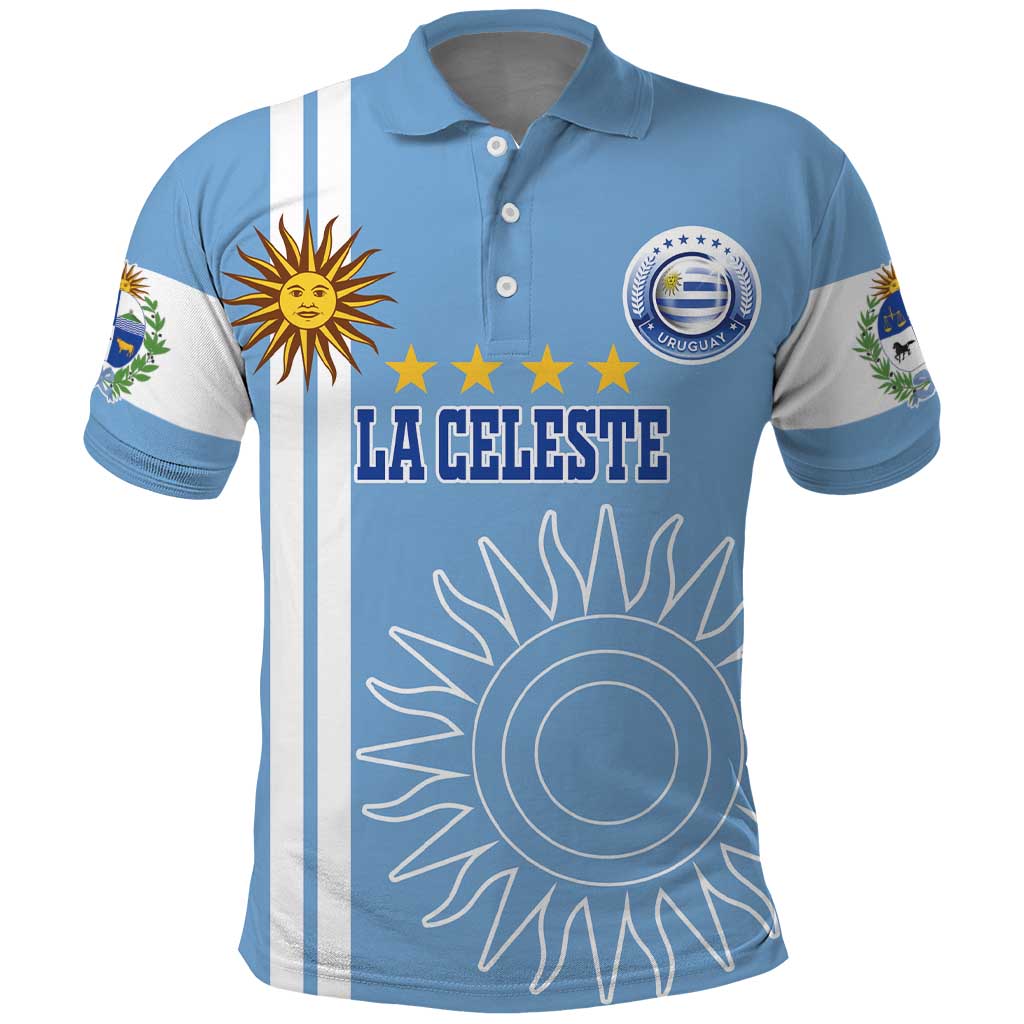 Custom Uruguay Football Polo Shirt Sun of May The Sky Blue LT18