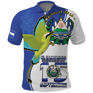 El Salvador Independence Day Polo Shirt Dios Union Libertad LT18