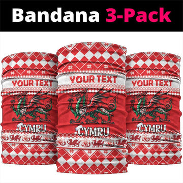 Personalized Wales Christmas Dragon Neck Gaiter Nadolig Llawen Red Version LT18