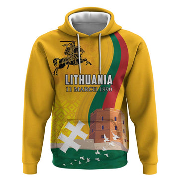 Personalized Lithuania Independence Restoration Day Hoodie Gediminas Tower Flag Style LT18