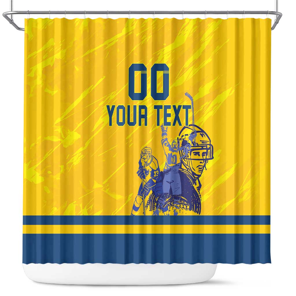 Custom Sweden Hockey Shower Curtain Tre Kronor Go Champions LT18
