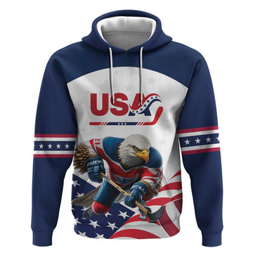 Custom USA Ice Hockey Hoodie Team United States Eagle Mascot LT18