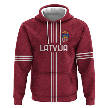 Custom Latvia Football Hoodie Latvijas Go Champion Folk Pattern LT18