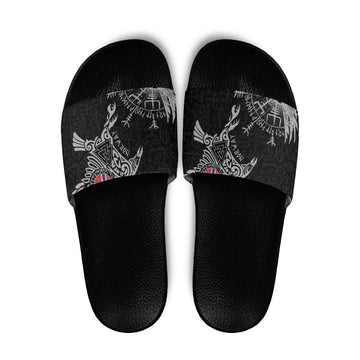 Norway Viking Ravens Slide Sandals Vegvisir Runes Pattern LT18