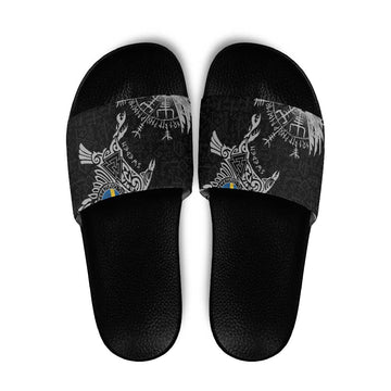 Sweden Viking Ravens Slide Sandals Vegvisir Runes Pattern LT18