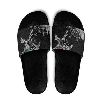Aland Viking Ravens Slide Sandals Vegvisir Runes Pattern LT18