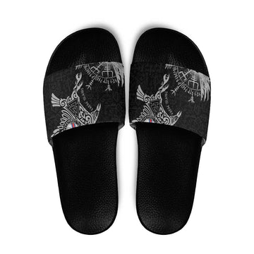 Faroe Islands Viking Ravens Slide Sandals Vegvisir Runes Pattern LT18