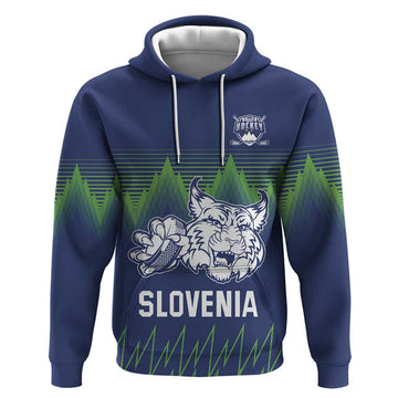 Custom Slovenia Hockey Hoodie Slovenija Lynx Mascot LT18