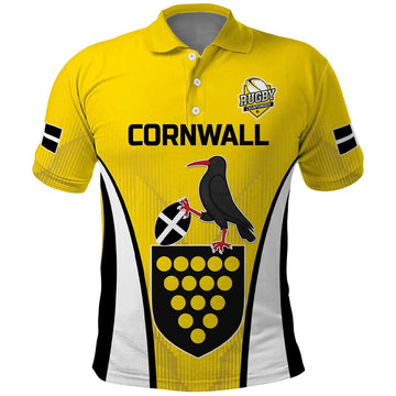 Custom Cornwall Rugby Polo Shirt Cornish Chough Go Champion LT18