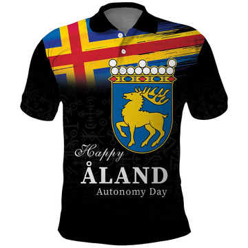 Happy Aland's Autonomy Day Polo Shirt Coat Of Arms LT18
