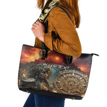 Personalized Mexican Aztec Warriors Leather Tote Bag LT18