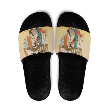 Personalized Saint Kitts And Nevis Slide Sandals Brown Pelican Beach Vibe LT18
